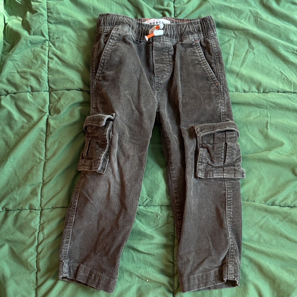 Mini Boden Olive Green Corduroy Cargo Pants